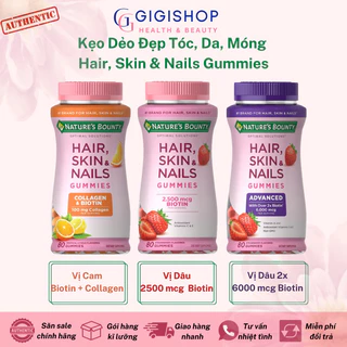 [BILL US] Kẹo Dẻo Hỗ trợ đẹp tóc móng da Nature’s Bounty Hair Skin Nails Gummies