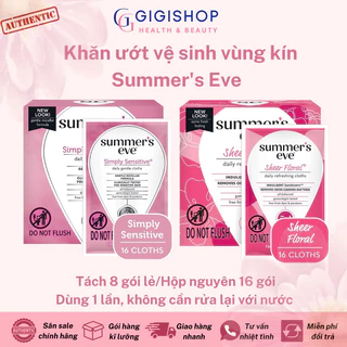 Khăn ướt vệ sinh vùng kín Summer’s Eve, khăn giấy ướt phụ khoa, vệ sinh phụ nữ, khử mùi vùng kín