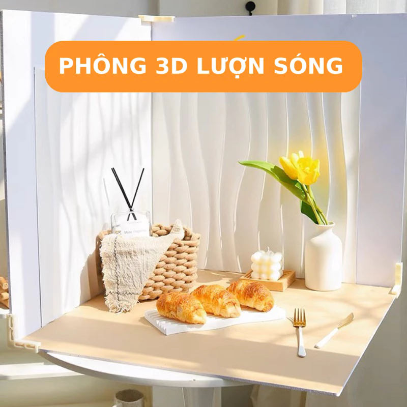 Phông nền chụp ảnh 3D vân nổi bằng nhựa trắng, tấm PVC nhựa in nổi chụp hình