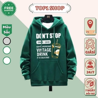 [ Rẻ Vô Địch ] Áo Hoodie Zip  DON'T STOP Nỉ Bông Mũ 2 Lớp Nam Nữ From Rộng Unisex Oversize  --- In Chữ DON'T STOP