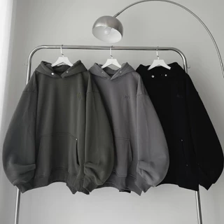 ÁO KHOÁC HOODIE BASIC THÊU CHỮ 3 MÀU CƠ BẢN vải nỉ lót bông dày dặn form rộng nam nữ khoác ngoài thu đông