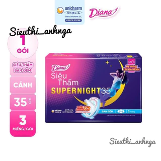 Băng Vệ Sinh Diana Super Night 35cm / 29cm Có Cánh Ban Đêm