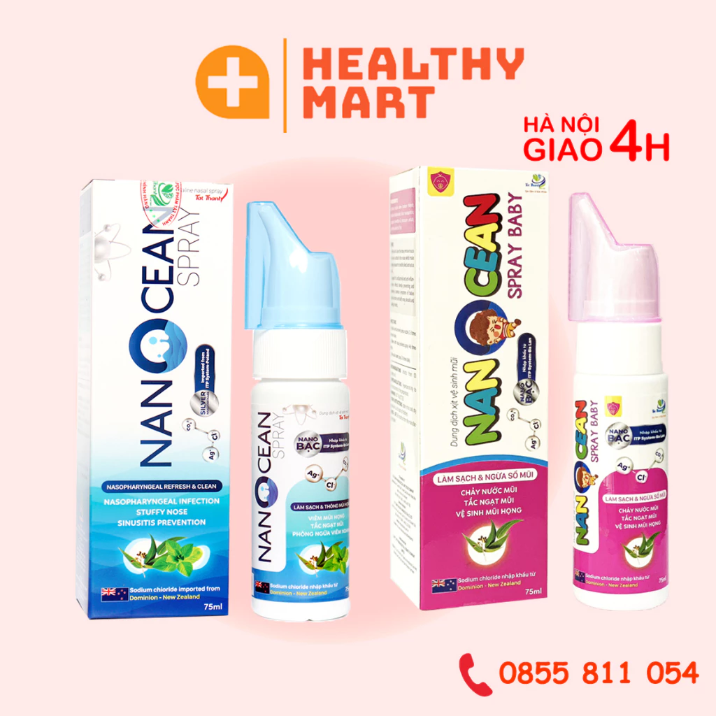 ✔️️️Dung dịch xịt mũi muối NANOCEAN Spray 75ml - Nguyên liệu nhập khẩu New Zealand - Tất Thành Pharma