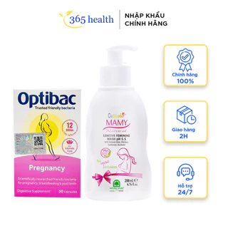 Bộ Đôi cho mẹ bầu Optibac pregnancy và Dung dịch vệ sinh phụ nữ Cucciolo - Tăng Cường Lợi Khuẩn, Làm sạch vùng kín