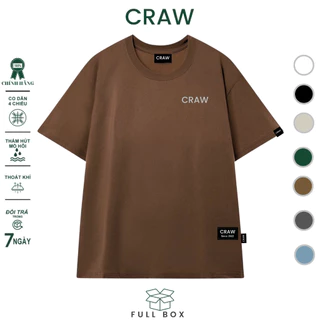 Áo thun tay lỡ CRAW phông unisex nam nữ vải coton mềm mịn, co dãn Oversize form rộng - 004