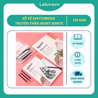 GIấy vẽ sổ vẽ Sketchbook truyền thần Mont Marte, chân dung ngành kiến trúc mỹ thuật -Lalunavn- B12