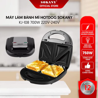 Máy Làm Bánh Mì Sandwich Hotdog SOKANY KJ-108 700W 220V-240V Bảo Hành 1 Tháng