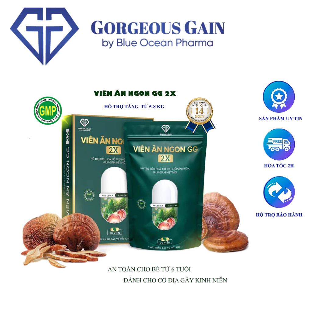 Viên Ăn Ngon GG 2X Hỗ Trợ Tăng Cân An Toàn Cho Trẻ Từ 6 Tuổi Và Người Có Cơ Địa Chai Lỳ Gầy Kinh Niên