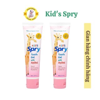 Kem đánh răng cho bé ( nuốt được) Spry Bubble Gum 60ml - NK chính nghạch bán song hành ở Mỹ và VN