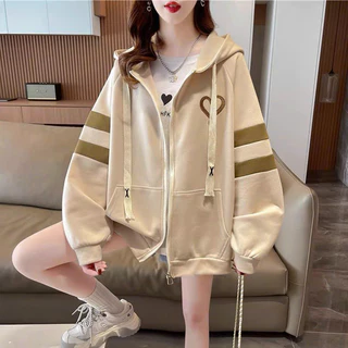 Áo Khoác Hoodie Nỉ Ngoại Nam Nữ Phối Theo Dáng Form Rộng Áo Thì In Hình Trái Tim Siêu Đáng Yêu Vải Nỉ Dày Dặn kèm Túi