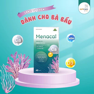 Menacal, Canxi bà bầu, Vitamin d3k2, DHA, Giúp bổ sung các loại vitamin, canxi từ tảo biển cho bà bầu ( hộp 60 viên )