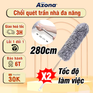 Chổi quét trần 280CM, Chổi lau bụi đa năng có cán điều chỉnh độ dài, Chổi Phủi Bụi Trần Cán Inox Kéo Dài