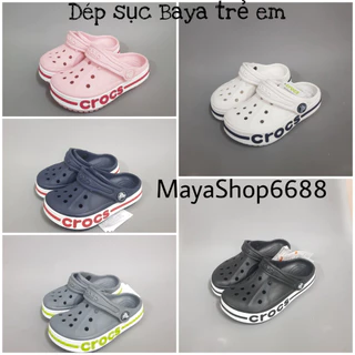 (Tặng 12 Sticker) Dép Sục Crocs Baya Cho Bé Trai Gái . Sản Phẩm Cao Cấp, Nhựa Không Mùi . Trống Trơn Trượt.