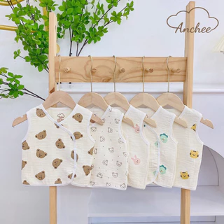 ÁO GILE COTTON ANCHEE Trần Hàn 3 Lớp Cúc Bấm Mềm Mại, Họa Tiết Đáng Yêu Cho Bé