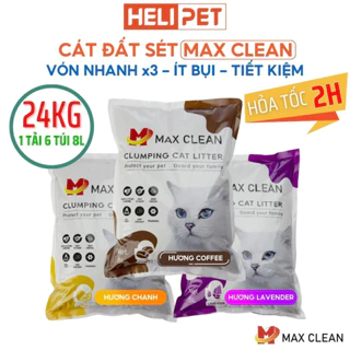[1 TẢI 6 BỊCH 24KG] Cát Mèo, Cát Vệ Sinh Cho Mèo Max Clean