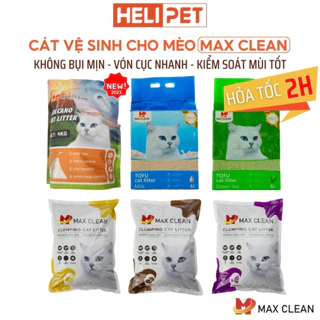 Cát Vệ Sinh Cho Mèo Cao Cấp Khử Mùi Vượt Trội Siêu Vón Cục Siêu Ít Bụi - Max Clean