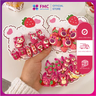 Set 10 Dây Buộc Tóc Gấu Dâu Lotso Cho Bé (Vỉ Giấy Mặt Gấu)