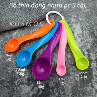 Bộ thìa đong bột nhựa mica 5 cái