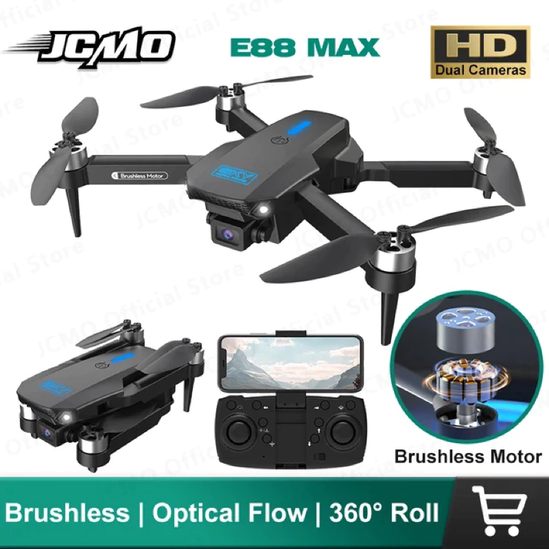 Flycam E88 pro - e88 max 2024 - e88 2022 không chổi than - camera 4K giá rẻ mắt quang - túi đựng