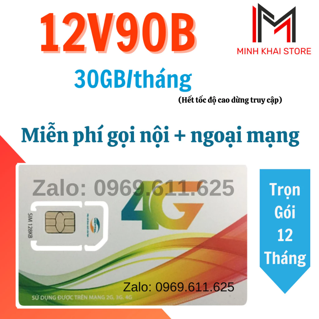 Sim Dcom 4G Viettel 12V90B Trọn Gói 1 Năm Dùng Mạng Miễn Phí Siêu ưu đãi DATA 30GB /Tháng Gọi Free Nội Ngoại Mạng