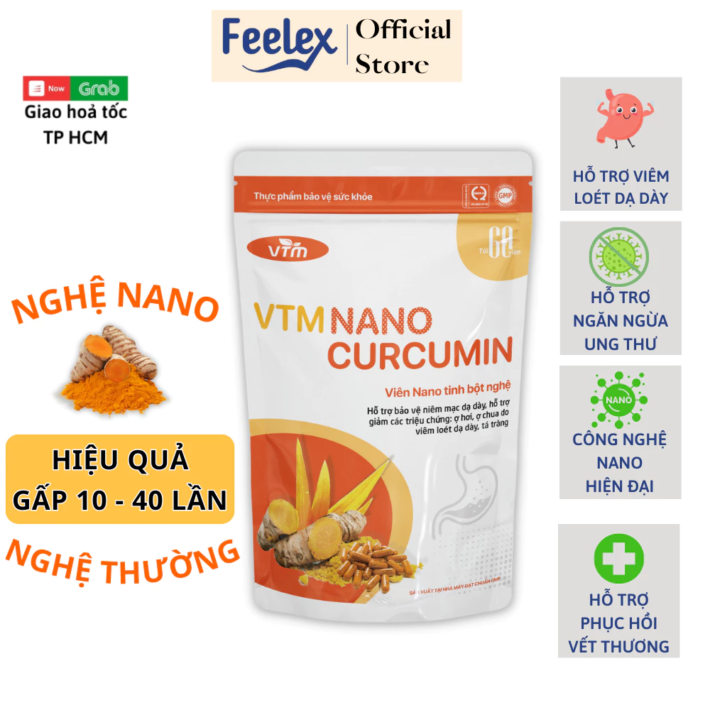 Viên uống tinh bột nghệ VTM NANO CURCUMIN - gói 60v