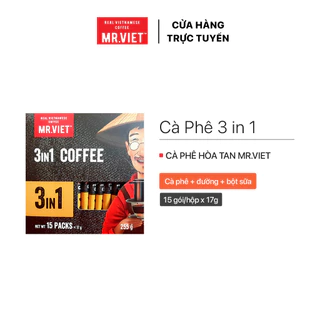 Cà phê hòa tan, cà phê sữa đá, 3in1 - MR.VIET Coffee (15 gói/ hộp x 17g)