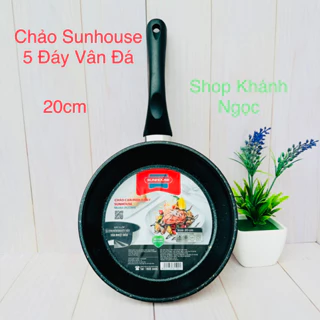 Chảo inox 5 đáy chống dính vân đá đáy từ 20 cm Sunhouse IN20M4 Phủ chống dính Whitford (USA)