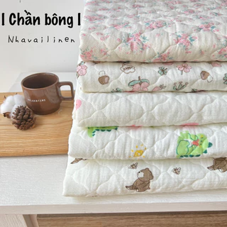 Vải chần bông 3 lớp cao cấp nhiều hoạ tiết xinh dành cho bé _ Nhà vải linen