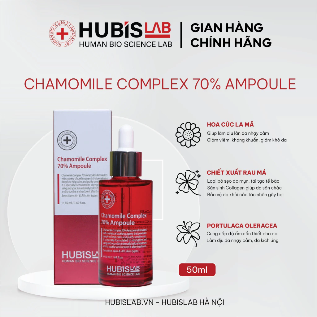 Tinh chất phục hồi làm dịu da dành cho da nhạy cảm - Chamomile Complex 70% Ampoule Hubislab