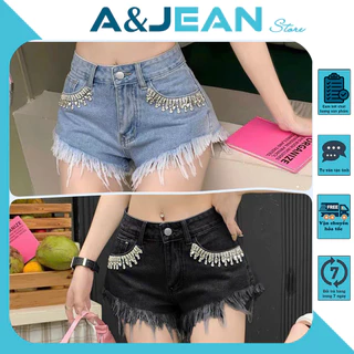 Quần short lai tua viền túi đính đá sang chảnh | A&JEAN STORE