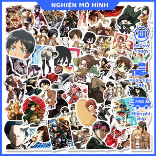 Bộ sticker Attack On Titan Levi Mikasa chống nước hình dán nhân vật Annie Ymir Fritz Reiner Braun