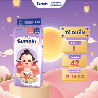 Tã Quần Size L 42 Miếng/ Bịch Cho Bé 9-14Kg - Tã Bỉm Sumoki Nhật Bản Cao Cấp Siêu Mỏng, Mềm Mại, Bảo Hành Chống Hăm