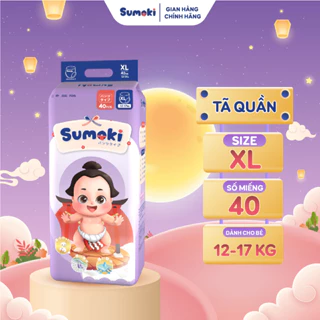 Tã Quần Size XL 40 Miếng/ Bịch Cho Bé 12-17Kg - Tã Bỉm Sumoki Nhật Bản Cao Cấp Siêu Mỏng, Mềm Mại, Bảo Hành Chống Hăm