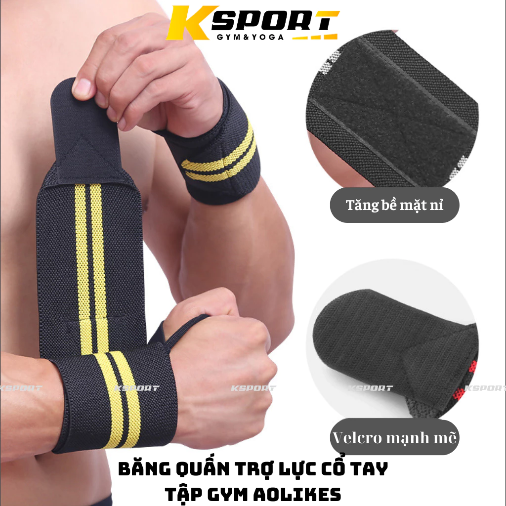 Đai Quấn Trợ Lực Cổ Tay Hỗ Trợ Nâng Tạ,Tập Gym Aolikes (1Đôi)