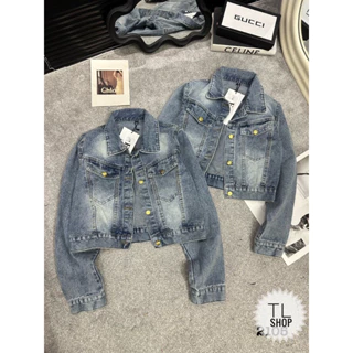 Áó khoác bò nữ Denim  cổ bẻ dáng lửng (Ảnh thật) chất jean đẹp GA4