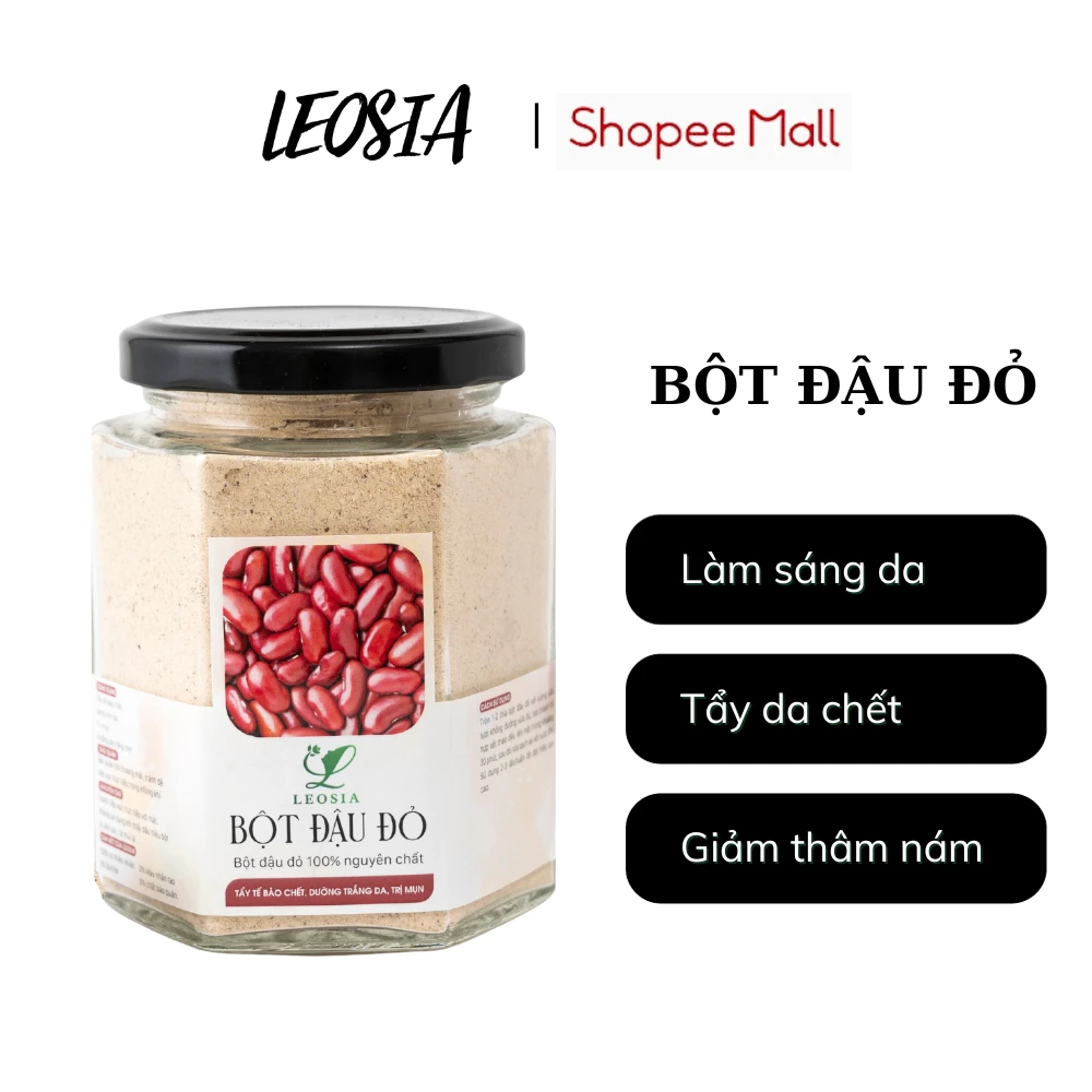 Bột Đậu Đỏ Leosia nguyên chất đắp mặt nạ tẩy da chết body 140G