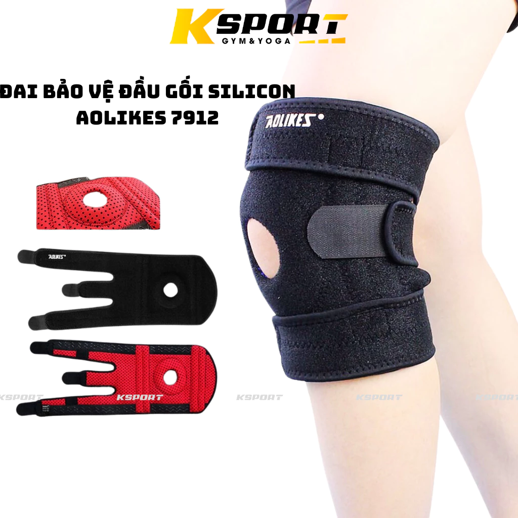 Bảo Vệ Đầu Gối Silicone Hỗ Trợ Nẹp Lò Xo, Bảo Vệ Khớp Gối Tập Yoga, Gym, Bóng Chuyền, Bóng Đá, Chạy Bộ Aolikes 7912