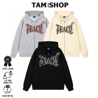 Áo hoodie zip nam nữ nỉ thêu EAC hoodie basic form rộng unisex nam nữ siêu dày phong cách Hàn - TâmShop