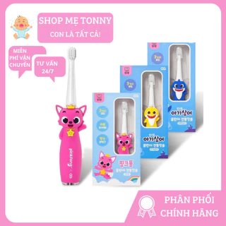 Bàn chải điện Pingfong Baby Shark Hàn Quốc ( Gồm 1 thân bàn chải + 3 đầu + dây sạc)