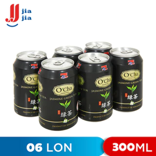 LỐC 6 LON TRÀ XANH HOA NHÀI O'CHA PREMIUM JASMINE GREEN TEA JJ JIA JIA 300ML