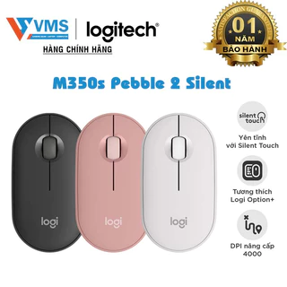 Chuột Bluetooth Logitech M350s Pebble 2 Silent - Mỏng nhẹ, Nút tùy chỉnh, Easy-Switch, 4000DPI