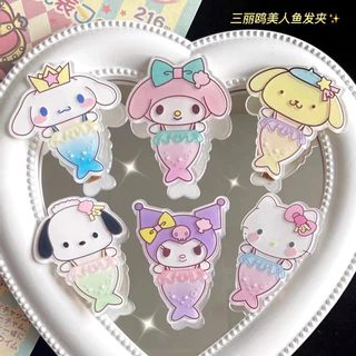 Kẹp tóc nhựa Acrylic hoạt hình Sanrio Kuromi Melody Cinnamoroll Kitty Pompurin Pochacco dễ thương