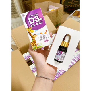 Vitamin D3K2 MK7 Giúp bé tăng cường hấp thu canxi, Giúp chắc xương, Giúp chắc răng - Lọ 10ml - Baby Mom Health