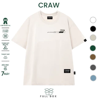 Áo thun tay lỡ CRAW phông unisex nam nữ vải coton mềm mịn, co dãn Oversize form rộng - 0087