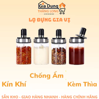 Lọ Đựng Gia Vị Thủy Tinh 250ml - Hũ Chứa Gia Vị Có Thìa Thông Minh