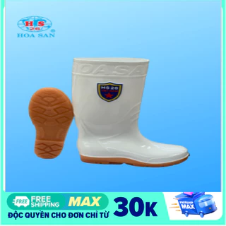 Ùng bảo hộ lao động Hoa San màu trắng size 39-43 đế cứng, ủng lao động, ủng nam 022