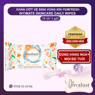 Khăn ướt vệ sinh vùng kín cao cấp Femfresh Intimate Skincare Daily Wipes 10 tờ ( Thích Hợp Dùng Hằng Ngày )