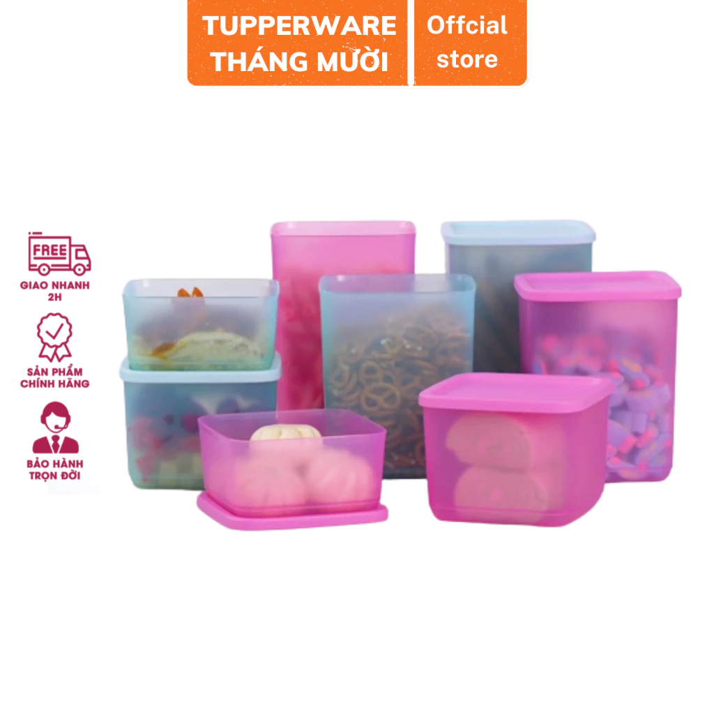 Bộ hộp bảo quản thực phẩm Tupperware Pop Fiesta (08 hộp) nhựa nguyên sinh