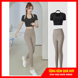 Bộ Đồ Tập Gym Yoga Nữ Tôn Dáng Áo Croptop Sẵn Mút Đúc Liền Nâng Ngực, Set Quần Áo Tập Gym Yoga Nữ Mẫu Mới 2023