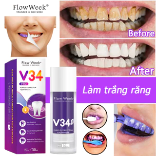 FlowWeek Kem Đánh Răng Trắng Răng v34 Kem Đánh Răng Tẩy Trắng Răng Tại Nhà an toàn và nhẹ nhàngGel Trắng Răng Cấp Tốc